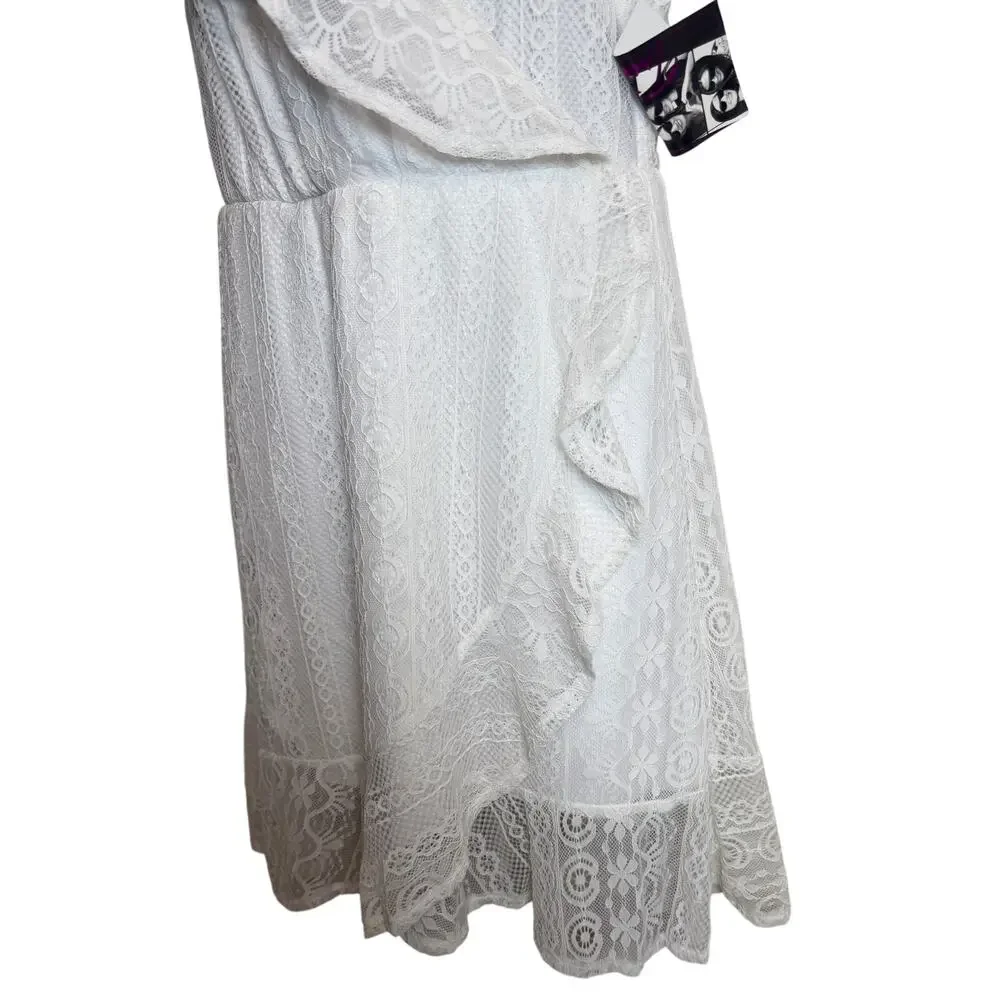 Trixx Women Dress Fit Flare Size Medium Faux Wrap Boho Festival Ruffle NWT New - Picture 4 of 11